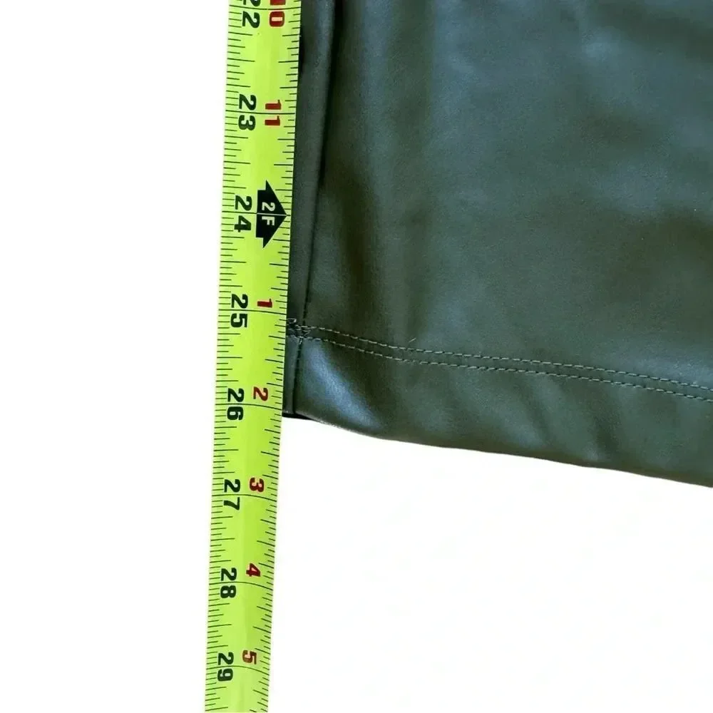 Who What Wear Olive Green Ankle Pants Belted Faux-Leather Paper Bag Trouser 16 - Picture 10 of 14